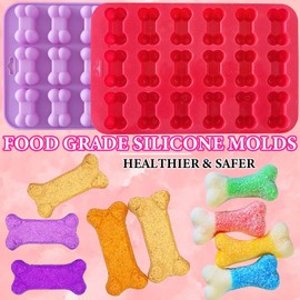 2 Pcs Dog Bone Silicone Molds - Non-Stick Food Grade, Ideal for Chocolate, Candy, Jelly & Ice Cube