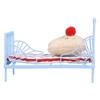 1:12 Miniature Bed Metal Structure Cute Pattern Sponge Cloth Mattress