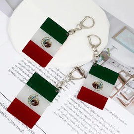 Llavero con bandera de México, cadenas acrílicas en forma de D de doble cara, llaveros mexicanos, llaveros de coche estilo hombres y mujeres, decoración de regalos (3 piezas), Varios colores, 2