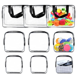 Toy Storage Bag, Pack of 9 Toy Storage Bag, Aeroplane PVC Cosmetic Bag, Waterproof, Waterproof Cosmetic Bag, Makeup Bag for Women, Men, Children, Family, Black, black