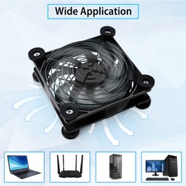 NewHail - Paquete de 1 ventilador USB silencioso de 120 mm, ventilador USB de 5 V, con driver de velocidad L/M/H de 3 grados, ventilador de enfriamiento de alto flujo de aire para módem enrutador,