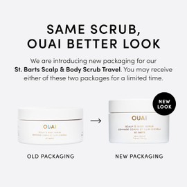 OUAI Scalp & Body Scrub, St. Barts Travel Size - Exfoliating Body Scrub with Sugar & Coconut Oil Blend for Smooth, Moisturized Skin - Gentle Scalp Scrub for Removing Product Build Up (3.4 oz)