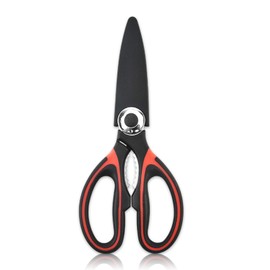 Practical Kitchen Scissors + Electroplated Cover - Stainless Steel Kitchen Scissors with Cover are Heavy-Duty Cooking Tools. Suitable for Meat, Chicken, Fish, Vegetables and Herbs, Fish