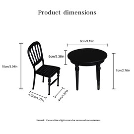 Funky Mini House 1:12 Scale Black Miniature Table and Chair Set – Handcrafted Iron Dollhouse Furniture – Modern Metal Dining Set for DIY Mini Room or Diorama Decor