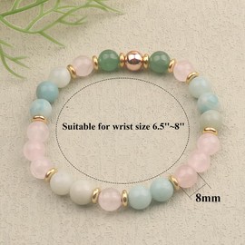 UEUC Healing Stone Bead Bracelet for Women Natural Gemstone Balance Protection Spiritual Crystal Bead Bracelet Anxiety Relief with Meaning Card, Stone