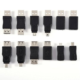 Kit Adaptador USB, USB c to USB Adapter,Variedad de Diferentes adaptadores USB2.0 Mini convertidores Macho-Hembra Conectores (Paquete de 12)