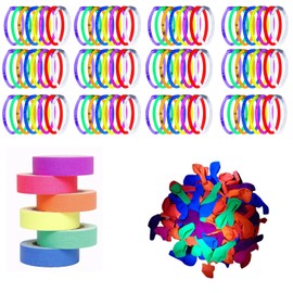 Ahyuan 100 Ultra Bright Glow Sticks Bulk and 100 Pcs UV Neon Balloons with 6 Colors Neon Gaffer Cloth Tape, Fluorescent UV Blacklight Glow in The Dark Tape Neon Party Supplies