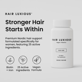 Good For Me Biotin Hair Growth Tablets for Women (60 Tablets) | 1 Month Supply of Hair Luxious® Hair Growth Supplement with 2500mcg Biotin | Premium Nordic Quality | Hair Vitamins for Women