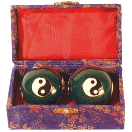 Elegant Qi Gong Ball Enamelled Meditation Ball Yin Yang Blue 35 mm