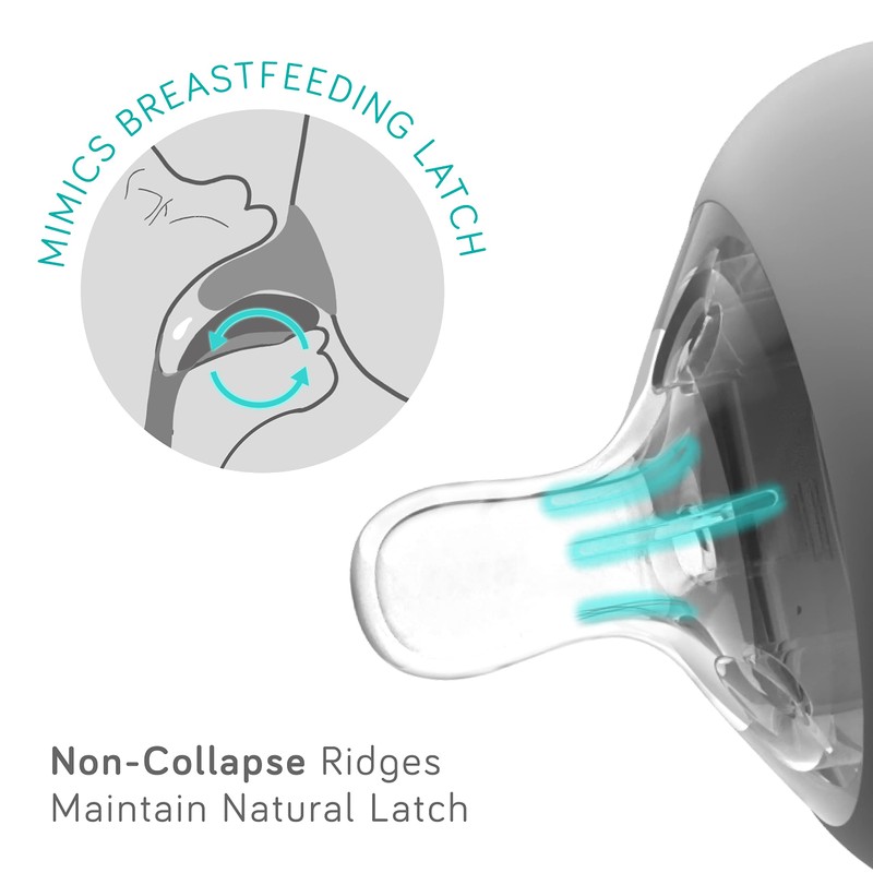 Nanobebe Flexy Silicone Baby Bottle, Anti-Colic, Natural Feel, Non-Collapsing Nipple,