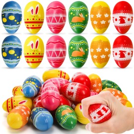 Okllen 24 Pieces Foam Easter Eggs, Foam Stress Ball, 2.5 Inch Relief Fidget Eggs Bouncing Egg for Easter Decor, Easter Hunt, Easter Theme Party Favor, Basket Fillers