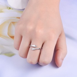 JLYY S925 Sterling Silver Hug Ring for Daughter Teen Girls Adjustable Hugging Open Ring Band Jewelry for Women Birthday Gift/Valentines Day/X'mas/Graduation