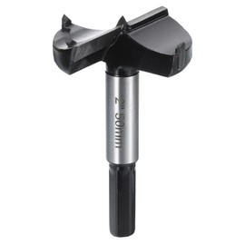 sourcing map Forstner Drill Bit 2"(50mm) Tungsten Carbide Wood Drilling Bit Hinge Cutter with Hex Shank for Hardwood Softwood Plywood Woodworking Drilling