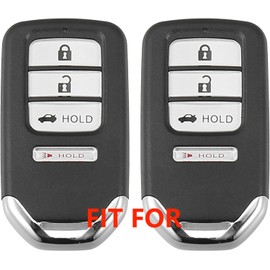 DAFATWJ Silicone Key Fob Cover Compatible with 2013-2021 Honda Accord CR-V Civic Fit HR-V Odyssey Pilot Ridgeline ACJ932HK1310A|Car Accessory (Rubber, 2 Black with red)