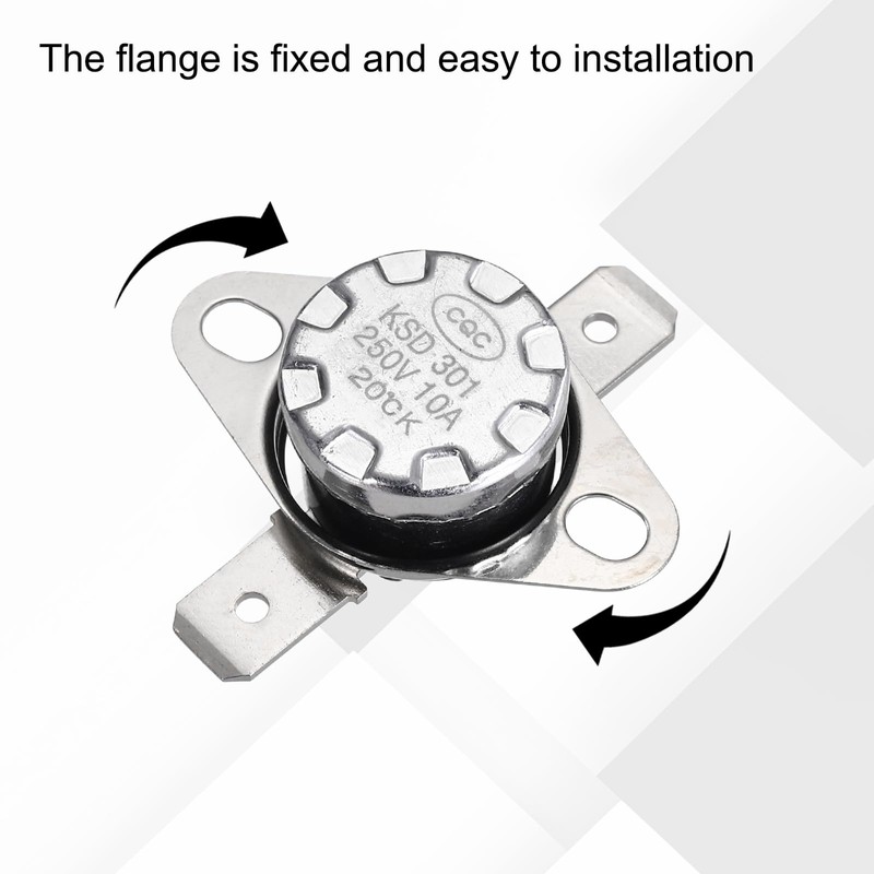 sourcing map KSD301 Thermostat 20°C/68°F 10A Normally Open N.O Adjust