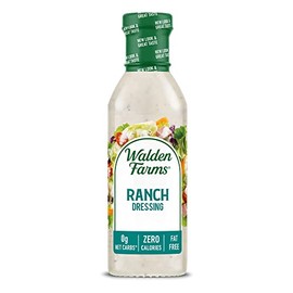 Walden Farms Ranch Dressing, 12 oz. Bottle, Fresh and Delicious Salad Topping, Sugar Free 0g Net Carbs Condiment, Cool and Tangy