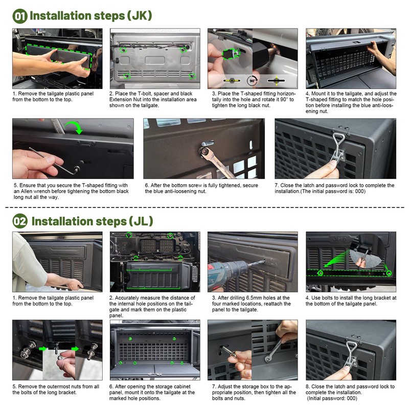 Tailgate Table Molle Panel Lock Box Compatible with Jeep Wrangler