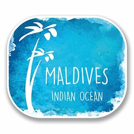 2 x 10cm Maldives Vinyl Sticker Decal Laptop Luggage Travel Tag Fun #9677 (10cm Wide x 8.5cm High)