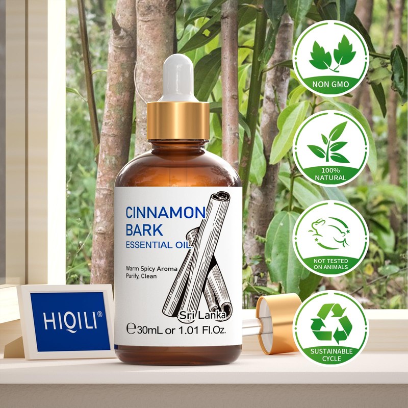 HIQILI Cinnamon Essential Oil for Spary, Diffuser, Garden and Kitchen