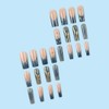 Long Square Press-On Nails Set, Nude Pink to Navy Ombre