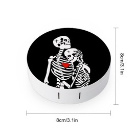 Skull Love In Heart Contact Lens Case Box Holder Container with Mirror Portable Eye Contact Holder Travel Kit with Lens Cleaner Solution Bottle Tweezers Outdoor Office