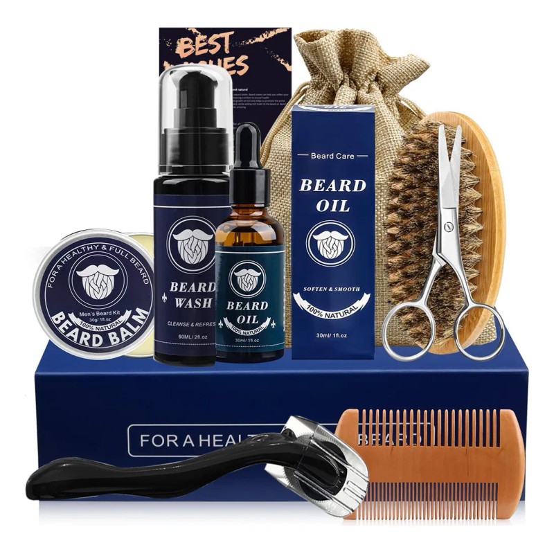Kit Cuidado De Barba Para Hombres, Herramientas Aseo Bigote