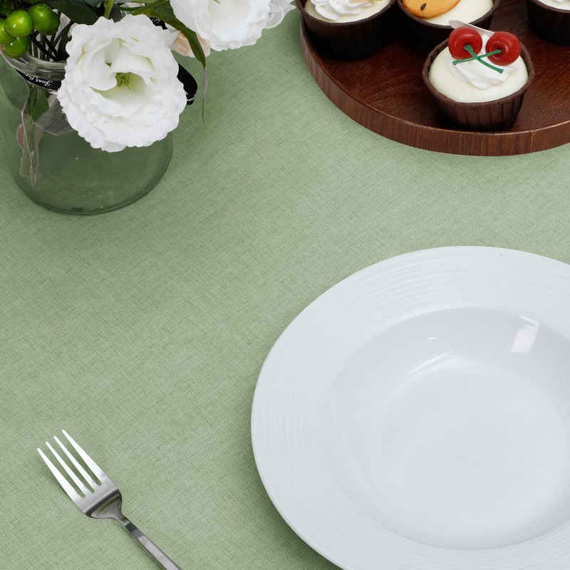 Easy-Going Faux Linen Waterproof Spill-Proof Tablecloth Stain Resistant Round Table