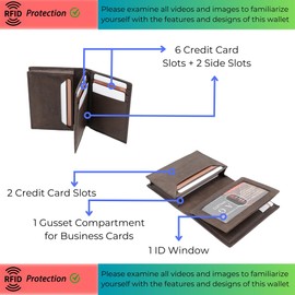 AG Wallets Genuine Leather Credit Card Wallet and Business Card Case, Card Holder with RFID Protection, Holds up to 30 Business Cards, 1 ID Window and 8 Credit Card Slots (Brown)