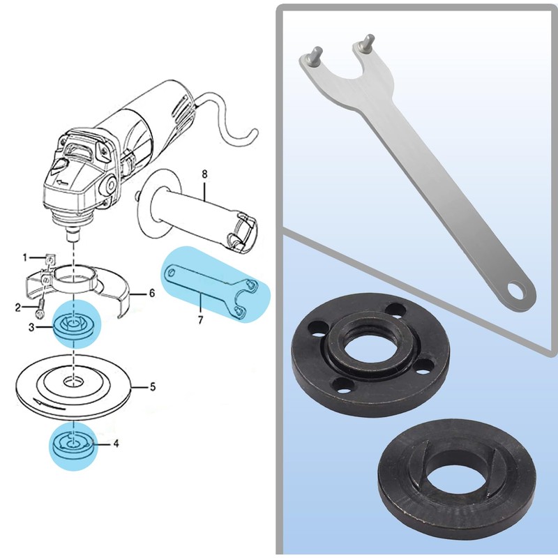 3-Pack Angle Grinder Flange Nut & Wrench Set – for