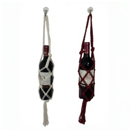 Celsitudo Hand-woven wine storage bag, Bohemian wine hanging bag, Bottle bag, Tote bag, 26 inch (Wine Storage Bag White + Red)