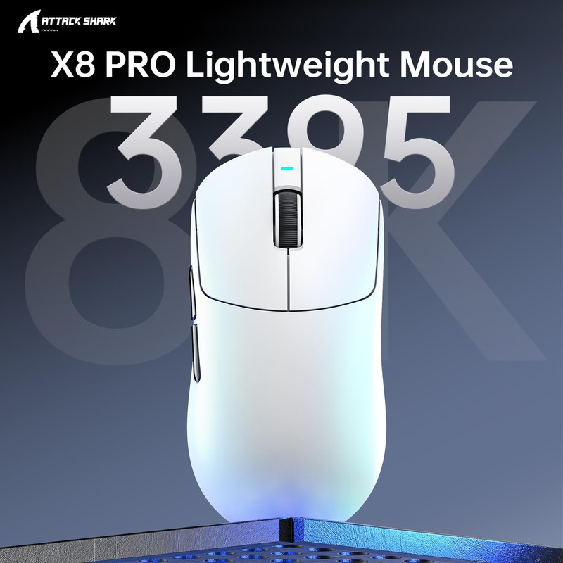ATTACK SHARK X8Pro 8K Mouse with Grip Tape for Large