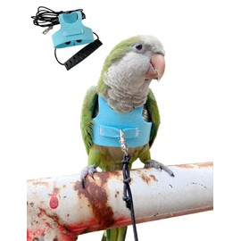 HEZHUO Bird Flight Harness Vest, Parrot Flight Suit with Leash for Parakeets Cockatiels Conures Budgies, Bird Flying Clothes with Rope and Handle for Outdoor Activities Training, Anti Bite (L, Blue)