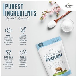 Multi Collagen Protein Powder 400g - Types I, II, III, V & X - Hydrolyzed Grass Fed Bovine, Wild Caught Fish, & Free-Range Chicken & Eggshell Collagen by Revive Naturals