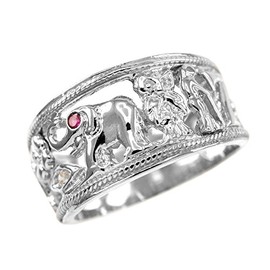 Fine 925 Sterling Silver Open Design CZ-Studded Good Luck Charm Ring (Size 8)