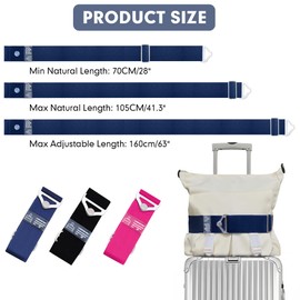 LvliLighting 2 Pack 2-in-1 Travel Belt for Luggage Over Handle, luggage belt for carry on bag, suitcase belt, Add a Bag Bungees Luggage Straps Adjustable with Alloy Buckle, Hands-Free for Airport Blue