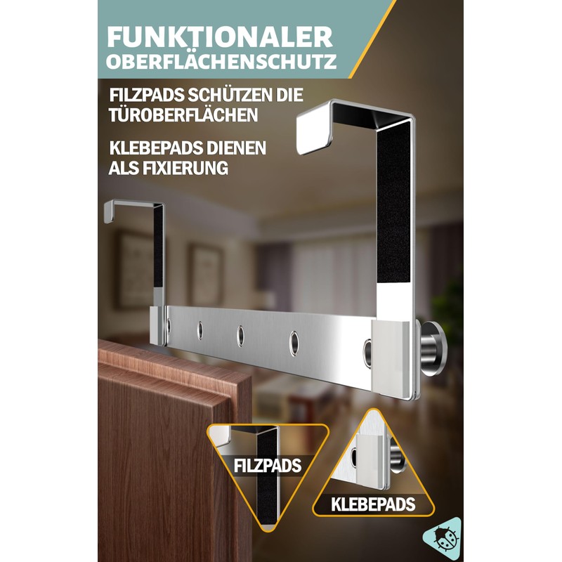 Menz Door Coat Rack for Hanging, Stainless Steel Door Coat