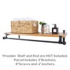 AddGrace Shelf Brackets with Hook, Black Shelf Brackets 8inch, 2pcs