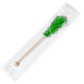Candy Envy - 36 ct Green Cafe Sugar Sticks Rock Candy - Individually Wrapped - Lime Flavored