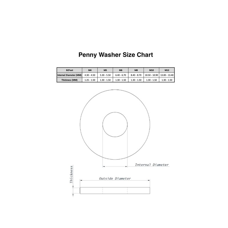 M5 x 20mm x 1.25mm Penny Mudguard Washer - Stainless