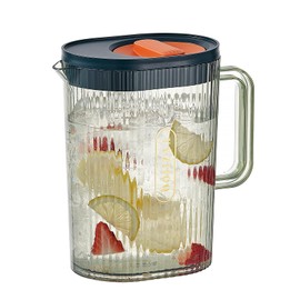 YYZIIOQ 60oz/1.8 Litre Plastic Pitcher with Lid,Clear Hot/Cold Carafes,Fridge Water Pitcher Jug for Lemonade,Juice Beverage Jar, Ice Tea Kettle, BPA-Free,Shatter-Proof(Green)