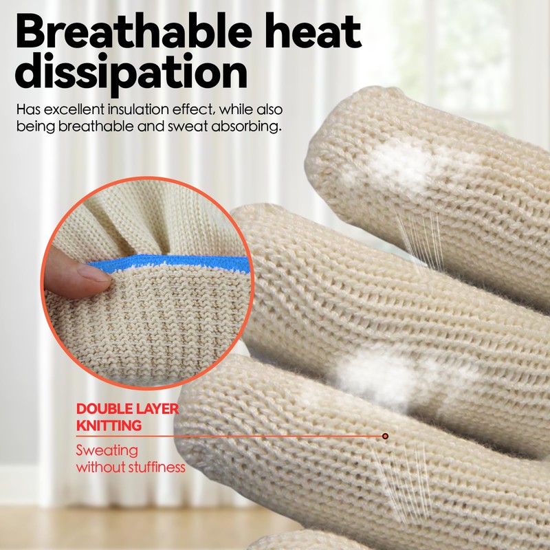 Oven Mitt BBQ Grill Gloves - 1 Pair 5 Finger