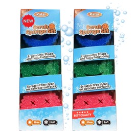 Scrub Kalai Dish Scrubber – Smiley Dish Sponge | Odor Resistant & Non-Scratch Hard to Soft Dish Scrub – Ergonomically Designed Kitchen Scrub Sponges |Power Scrubbers for Kitchen, Bathroom, Home – 3pcs