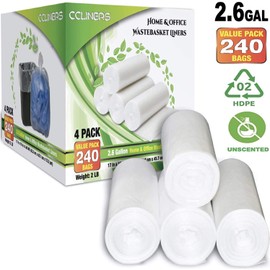 2.6 Gallon 240 Clear Small Trash Bags Bathroom Garbage Bags 10 Liter Plastic Wastebasket Trash Can Liners for Home and Office Bins, 240 Count