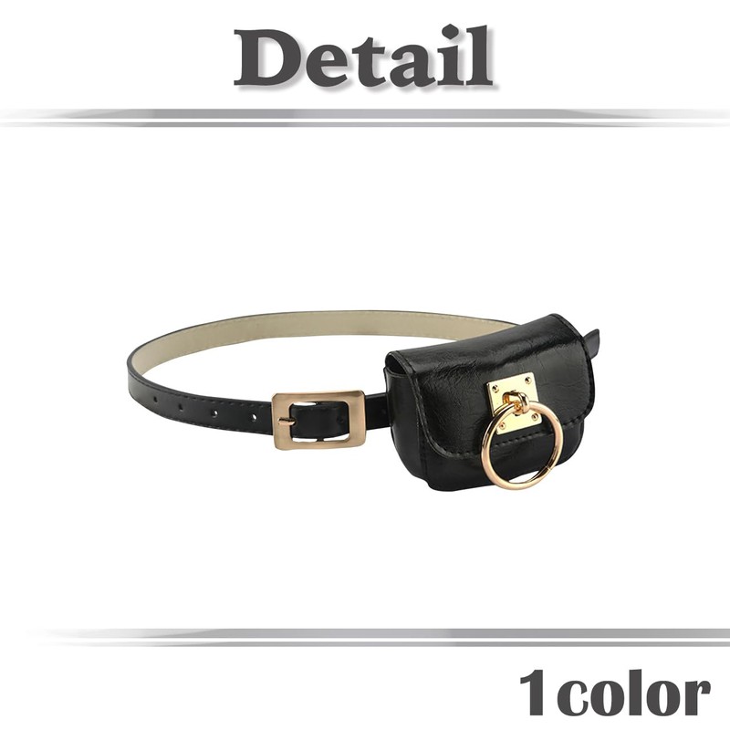 White Fang BT493 Women's Belt, Leather, Pouch, Pin Belt, Simple,