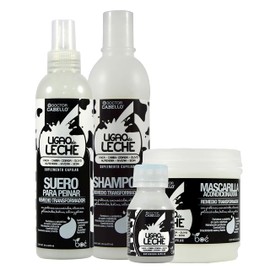 Doctor Cabello Ligao de Leche 4-Piece Hair Care Set – Shampoo 12.5 oz, Combing Spray 8.3 oz, Protein Shot 2.3 oz, Hair Mask 16 oz – Milk Proteins, Biotin & Vitamins for Repair, Shine & Smoothness