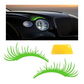 Dickno 2 PCS Car Headlight Eyelash Stickers, Cute Fake Eyelash Bumper Window Decal, Waterproof Auto Body Sticker, Universal Vehicle Exterior Decoration Accessories for Car SUV Truck (Green)