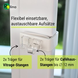 Rollina Curtain Rod Holder for Clamping, Set of 2, White, Ideal for Panel Curtain Rod and Curtain Rod, for Curtain Rods without Drilling, Window Hooks for Hanging, Made in Denmark