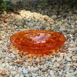 Oakestry 12-inches Hand-Blown Crackle Glass Hanging Birdbath Bowl Glass Versatile Glass Bowl, Mandarin