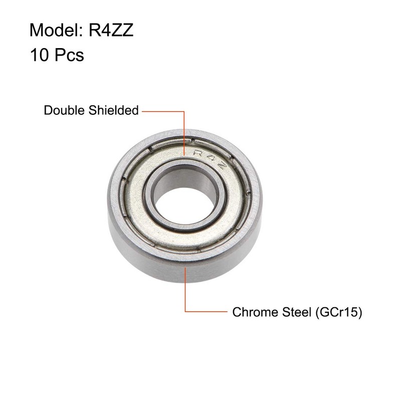 sourcing map R4ZZ Deep Groove Ball Bearing 1/4-inchx5/8-inchx0.196-inch Shielded Z2