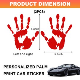 KVAEY 2PCS Car Wave Stickers, The Lazy Waver Sticker Auto Waving Hand Sign Decal, Waterproof Rearview Mirror Hands Wave Sticker Decor for Auto SUV Truck, Exterior Car Accessories (Red)